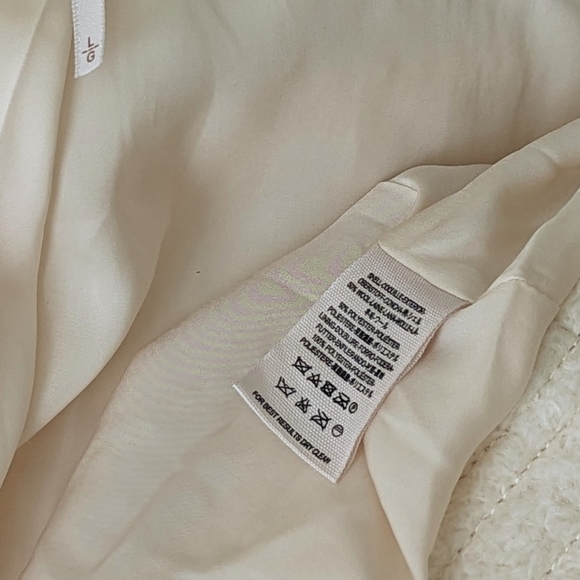 Free People Coat Jacket Wool Blend Sherpa Trim Button Front Lined Ivory L NWT - Picture 13 of 16